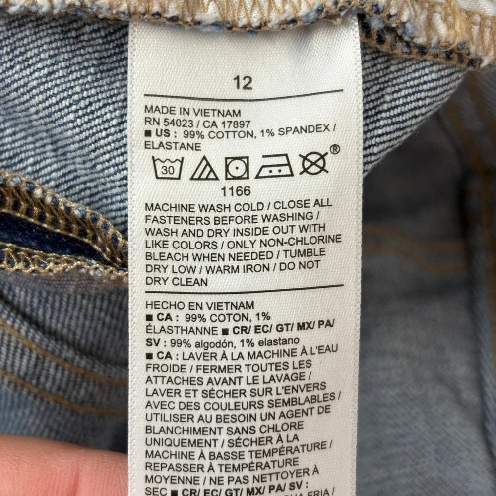 Old Navy Womens Barrel Leg Jeans Size 12 Blue High Rise Seam Detail Denim